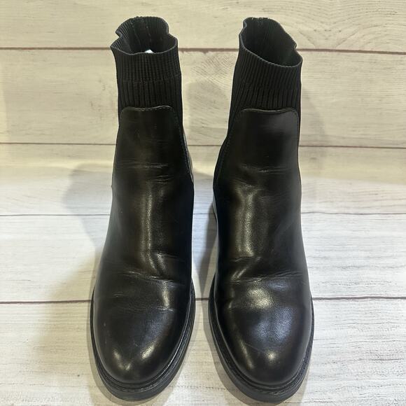 Zara Chelsea Boots Women’s Sz.7.5 Black Booties Shoes Casual Party - Picture 4 of 10